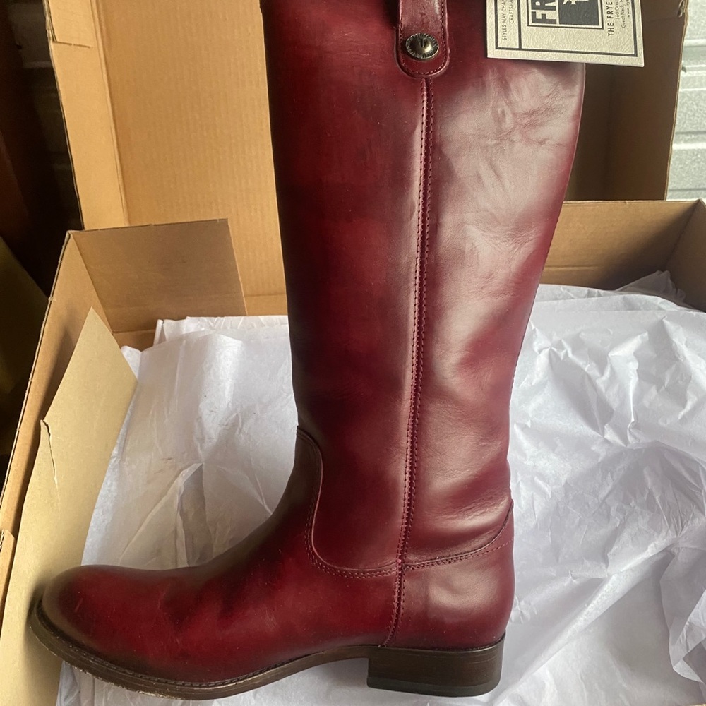 Frye Red Leather Riding Boots